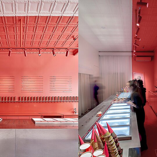Interior photograph of Kōri Ice Cream by Architects EAT, photographed by Saville Coble 