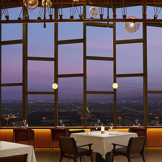 Interior photograph of The Ritz-Carlton Melbourne L80 Restaurant by Christopher Cypret