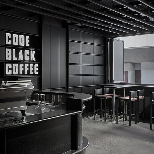 Interior photograph of Code Black - Morning Bar by Peter Clarke