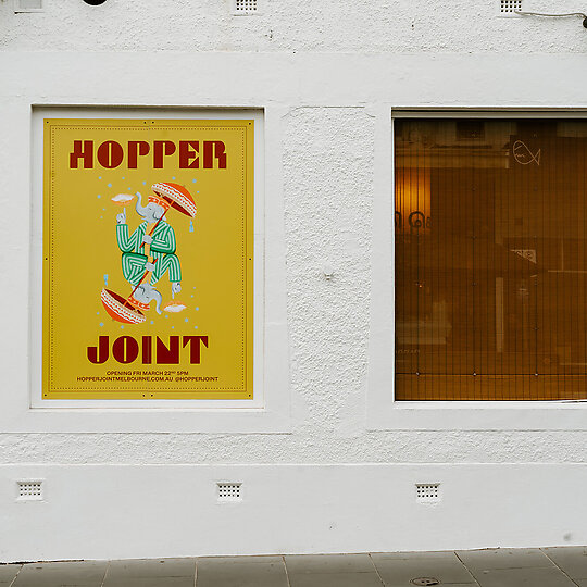 Interior photograph of Hopper Joint Brand Identity by Arianna Leggiero