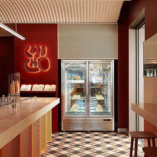 Interior photograph of Chicho Gelateria & Production Lab by Traianos Pakioufakis