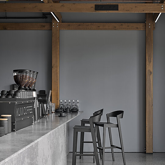 Interior photograph of Klim Coffee Roasting Co by Peter Clarke Photography