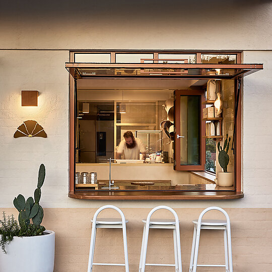 Interior photograph of FLOUR Coffee & Doughroom by Ryan Linnegar Photography