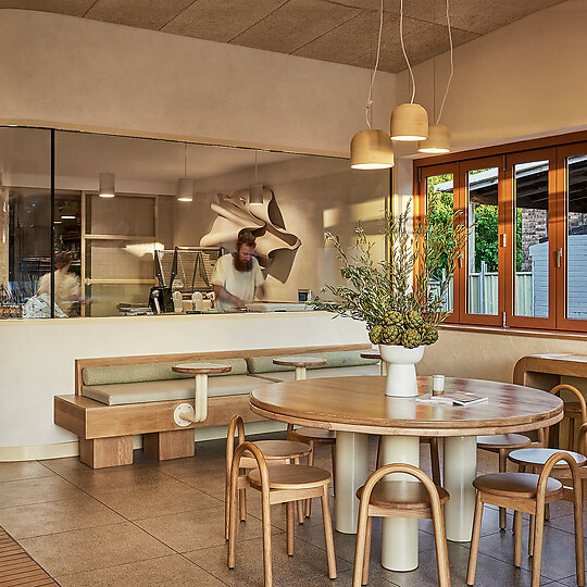 Interior photograph of FLOUR Coffee & Doughroom by Ryan Linnegar Photography