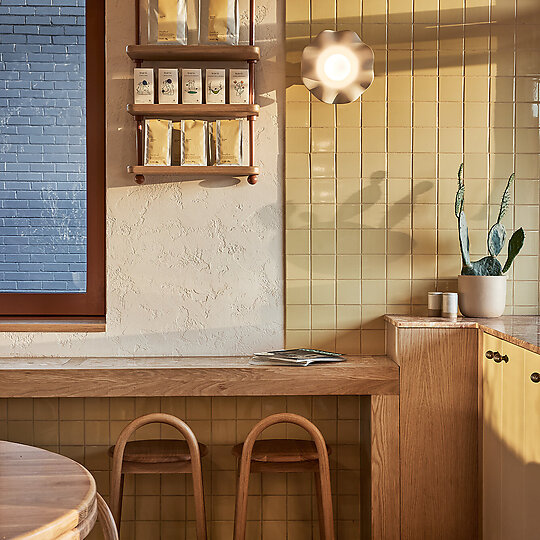 Interior photograph of FLOUR Coffee & Doughroom by Ryan Linnegar Photography