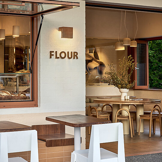 Interior photograph of FLOUR Coffee & Doughroom by Ryan Linnegar Photography